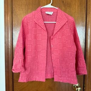 Great Cavalier Soft Textured Pink Button-Front Light Blazer Jacket